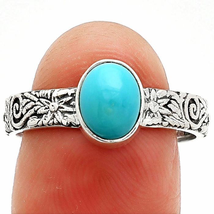 Sleeping Beauty Turquoise Ring size-9 SDR235184 R-1055, 6x8 mm