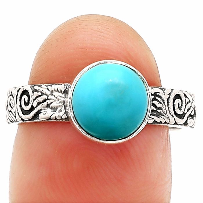 Sleeping Beauty Turquoise Ring size-8 SDR235197 R-1055, 8x8 mm