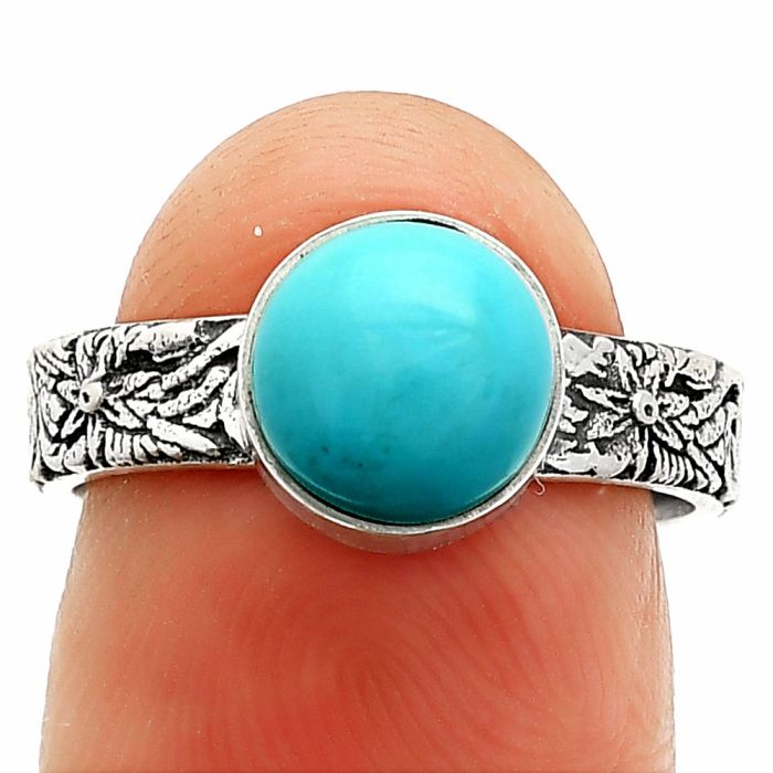 Sleeping Beauty Turquoise Ring size-7 SDR235213 R-1055, 8x8 mm