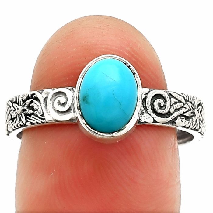 Sleeping Beauty Turquoise Ring size-9 SDR235214 R-1055, 6x8 mm