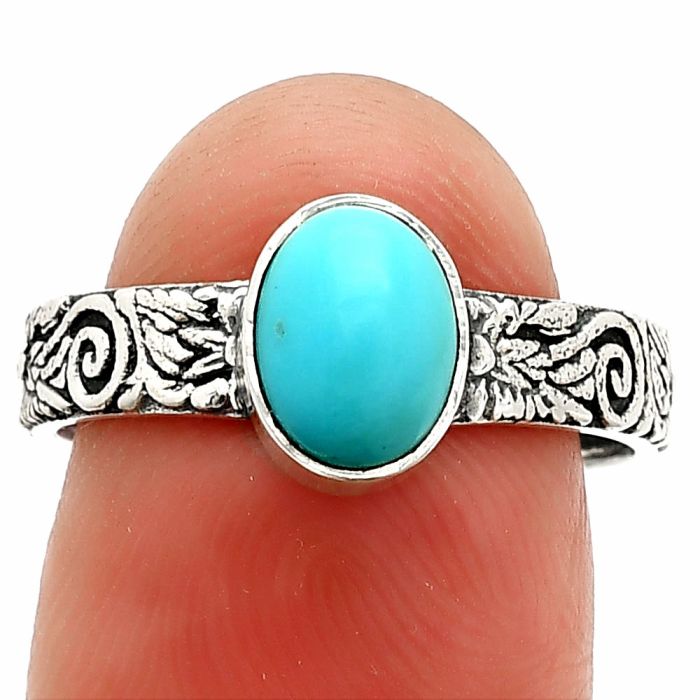 Sleeping Beauty Turquoise Ring size-8 SDR235216 R-1055, 6x8 mm