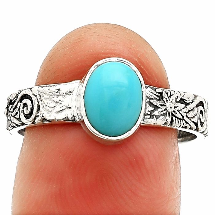 Sleeping Beauty Turquoise Ring size-9 SDR235217 R-1055, 6x8 mm