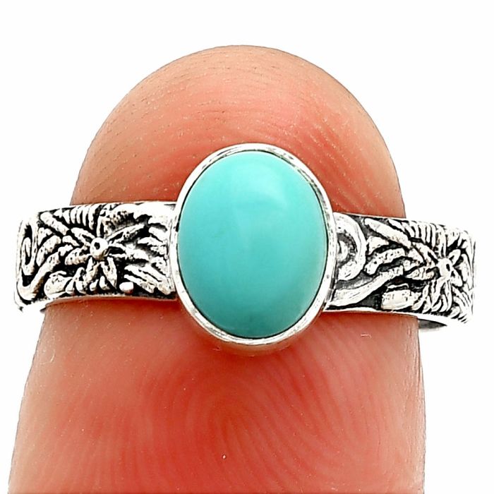 Sleeping Beauty Turquoise Ring size-7 SDR235222 R-1055, 6x8 mm