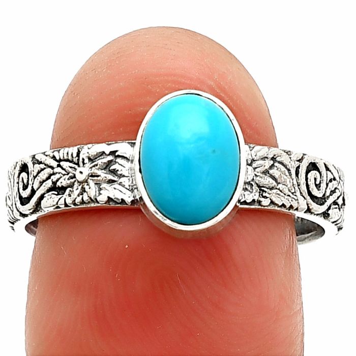 Sleeping Beauty Turquoise Ring size-9 SDR235226 R-1055, 6x8 mm