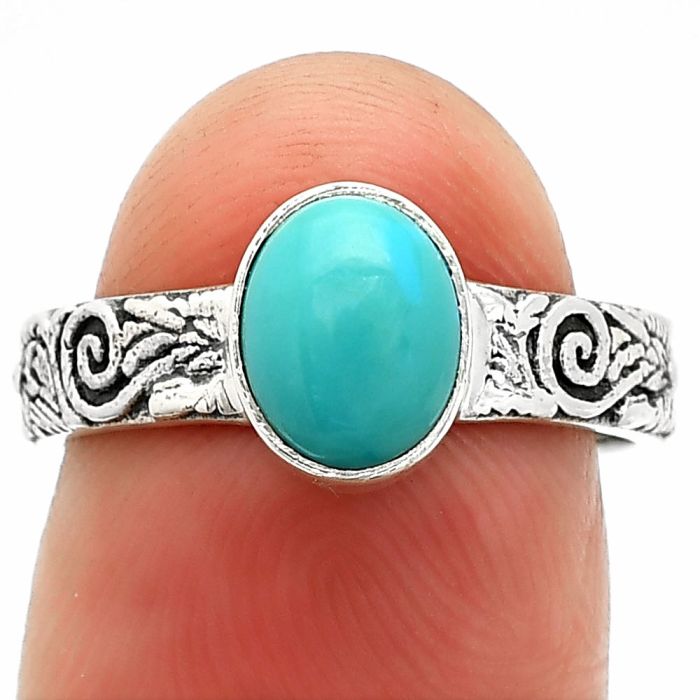 Sleeping Beauty Turquoise Ring size-7 SDR235243 R-1055, 6x8 mm