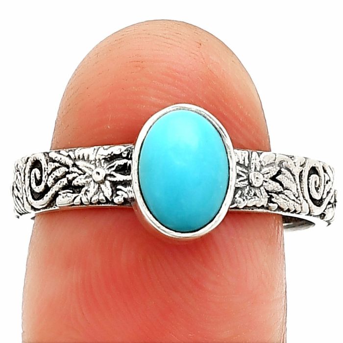 Sleeping Beauty Turquoise Ring size-9 SDR235244 R-1055, 6x8 mm