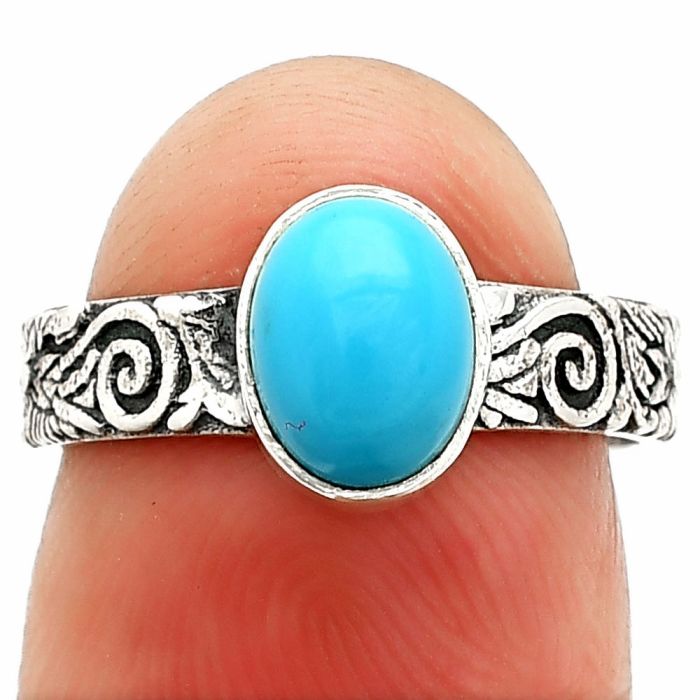 Sleeping Beauty Turquoise Ring size-6 SDR235248 R-1055, 6x8 mm