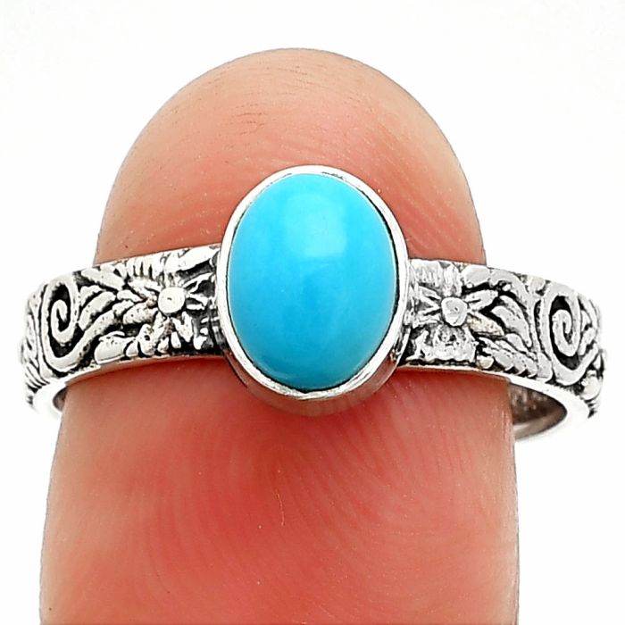 Sleeping Beauty Turquoise Ring size-9 SDR235249 R-1055, 6x8 mm