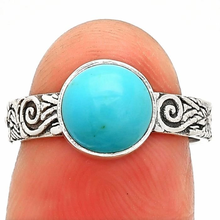 Sleeping Beauty Turquoise Ring size-6 SDR235250 R-1055, 8x8 mm