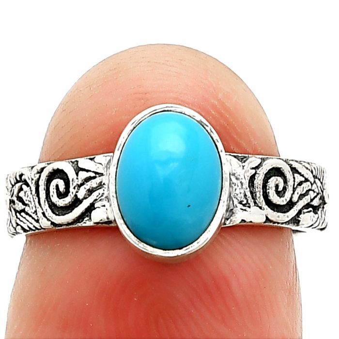 Sleeping Beauty Turquoise Ring size-6 SDR235259 R-1055, 6x8 mm