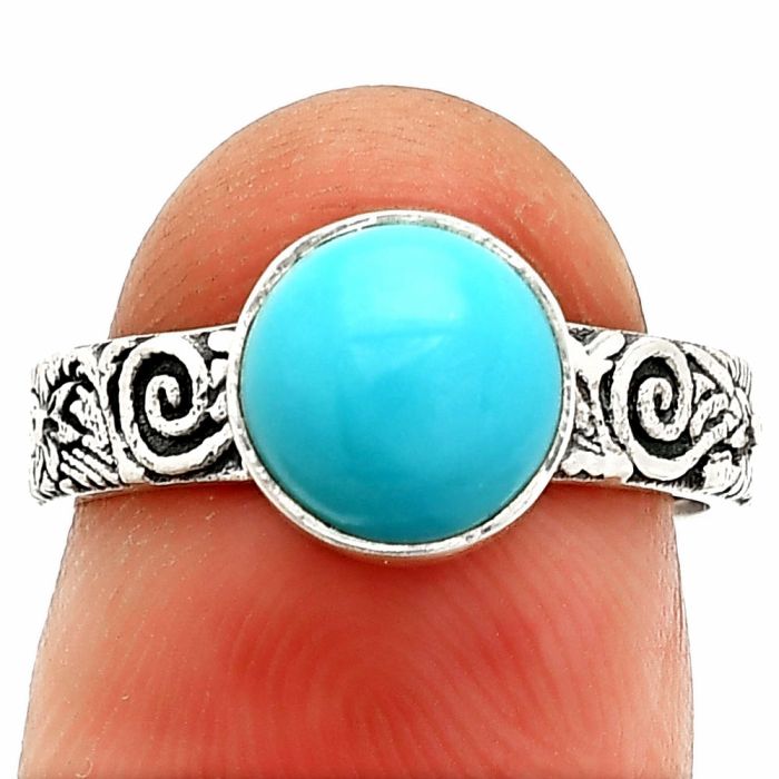 Sleeping Beauty Turquoise Ring size-6 SDR235278 R-1055, 8x8 mm