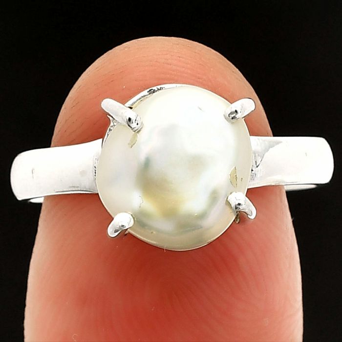 Natural Fresh Water Biwa Pearl Ring size-8 SDR235288 R-1019, 9x10 mm