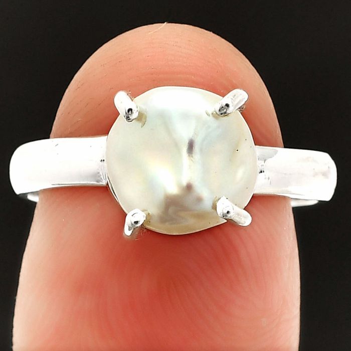 Natural Fresh Water Biwa Pearl Ring size-8 SDR235307 R-1019, 9x9 mm