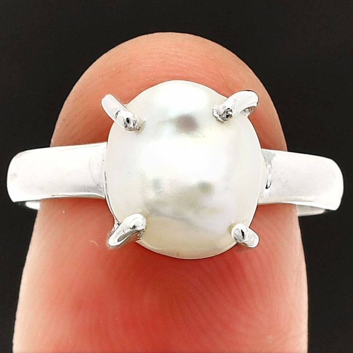 Natural Fresh Water Biwa Pearl Ring size-8 SDR235311 R-1019, 9x10 mm