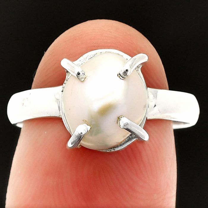 Natural Fresh Water Biwa Pearl Ring size-8 SDR235330 R-1019, 8x10 mm