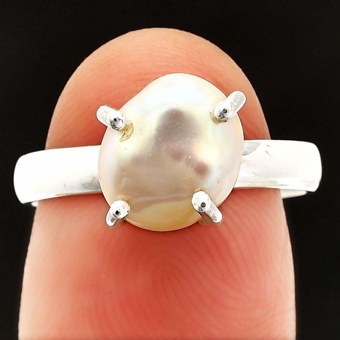 Natural Fresh Water Biwa Pearl Ring size-7.5 SDR235331 R-1019, 8x10 mm