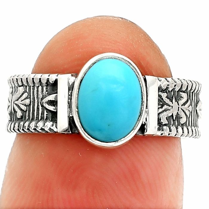 Sleeping Beauty Turquoise Ring size-6 SDR235517 R-1058, 6x8 mm