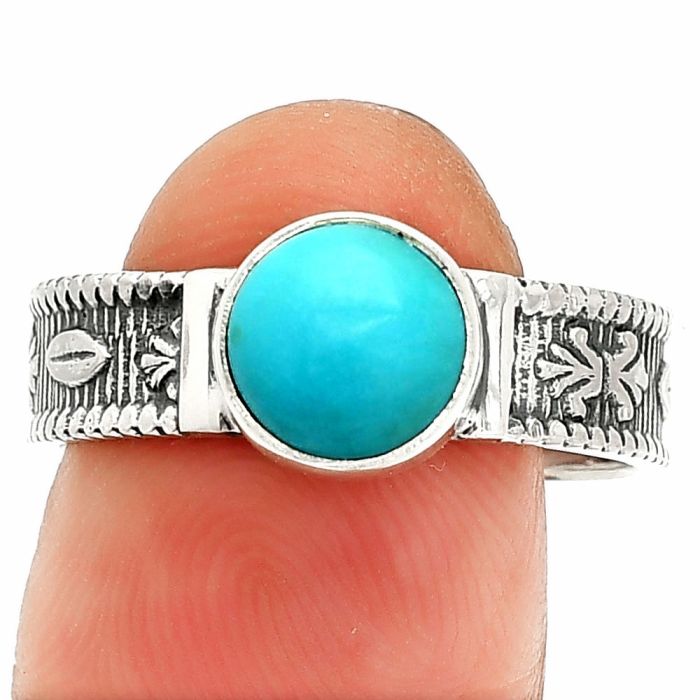 Sleeping Beauty Turquoise Ring size-9 SDR235527 R-1058, 8x8 mm