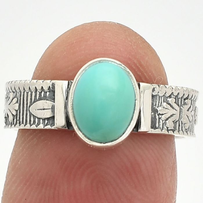 Sleeping Beauty Turquoise Ring size-7 SDR235528 R-1058, 6x8 mm