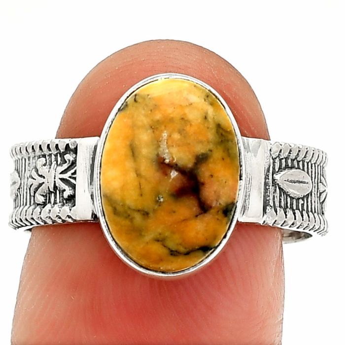 Honey Dendritic Opal Ring size-9 SDR235592 R-1058, 9x12 mm