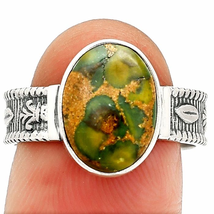 Bamboo Jasper Ring size-8 SDR235632 R-1058, 9x12 mm