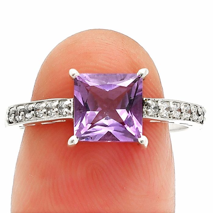 Amethyst Ring size-8 SDR235651 R-1718, 7x7 mm