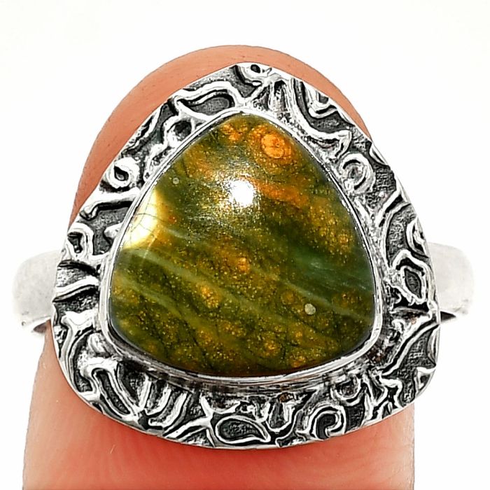 Ocean Jasper Ring size-8.5 SDR236458 R-1649, 11x11 mm