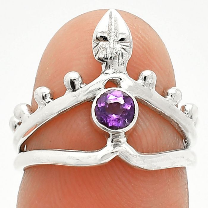 African Amethyst Ring size-5 SDR236750 R-1467, 4x4 mm