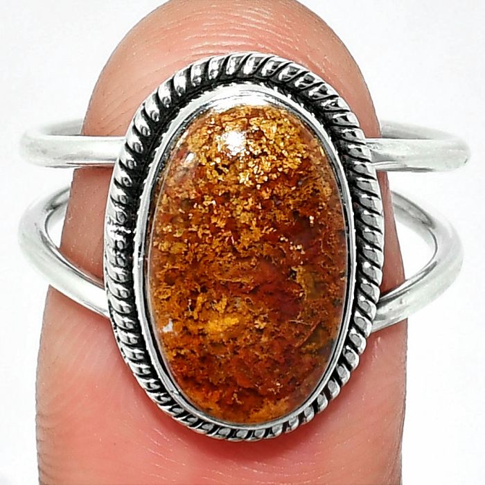 Red Moss Agate Ring size-8 SDR236966 R-1068, 9x15 mm