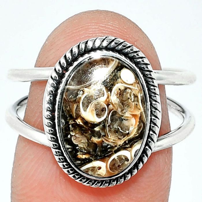 Turtella Jasper Ring size-8 SDR237007 R-1068, 9x13 mm