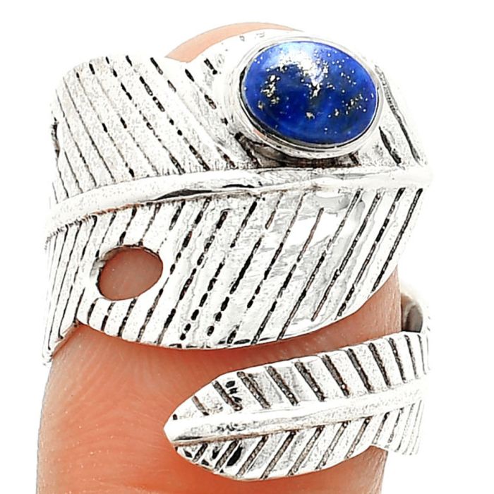 Adjustable Feather - Lapis Lazuli Ring size-7.5 SDR237083 R-1473, 5x7 mm