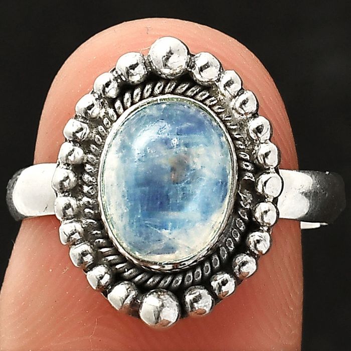 Rainbow Moonstone Ring size-7 SDR237169 R-1154, 7x9 mm