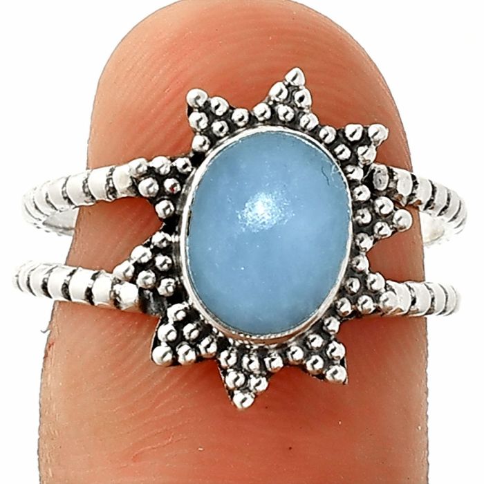 Angelite Ring size-8 SDR237220 R-1095, 7x9 mm