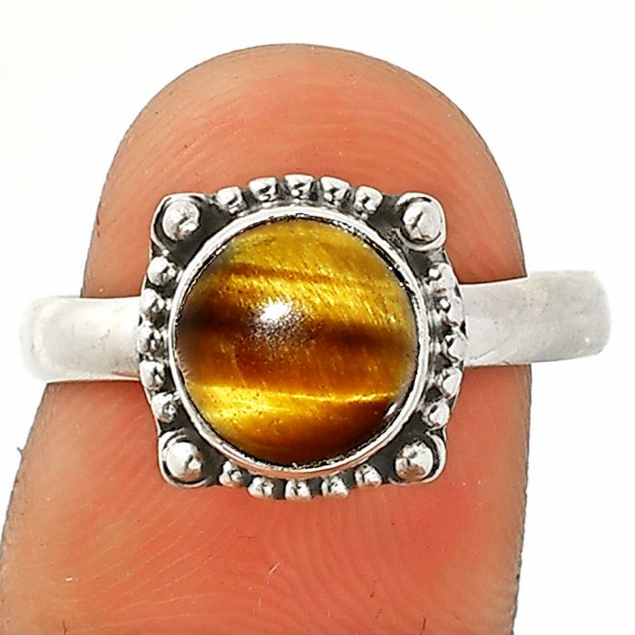 Tiger Eye Ring size-8 SDR237234 R-1725, 8x8 mm