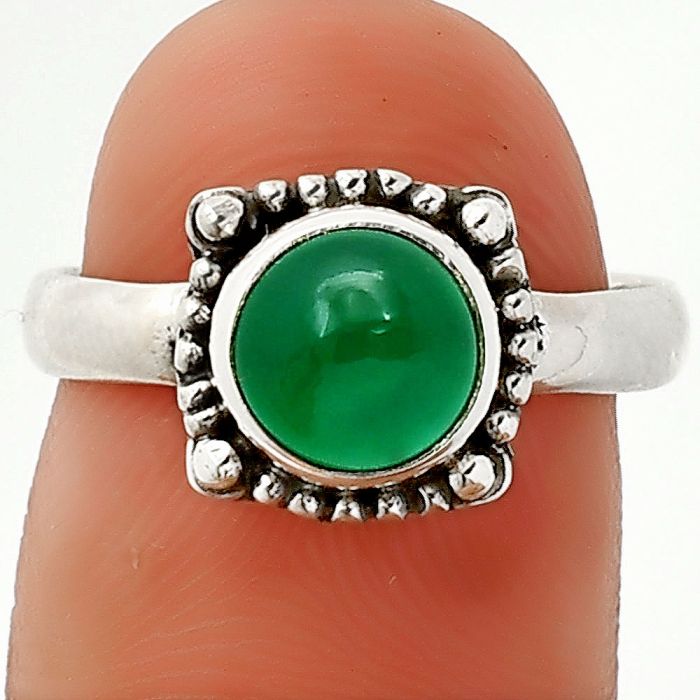 Green Onyx Ring size-7 SDR237238 R-1725, 7x7 mm