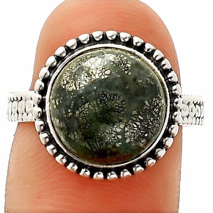 Nipomo Marcasite Agate Ring size-8 SDR237273 R-1071, 12x12 mm