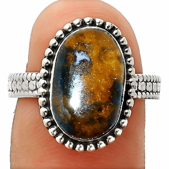 Indian Blanket Jasper Ring size-8.5 SDR237293 R-1071, 9x14 mm