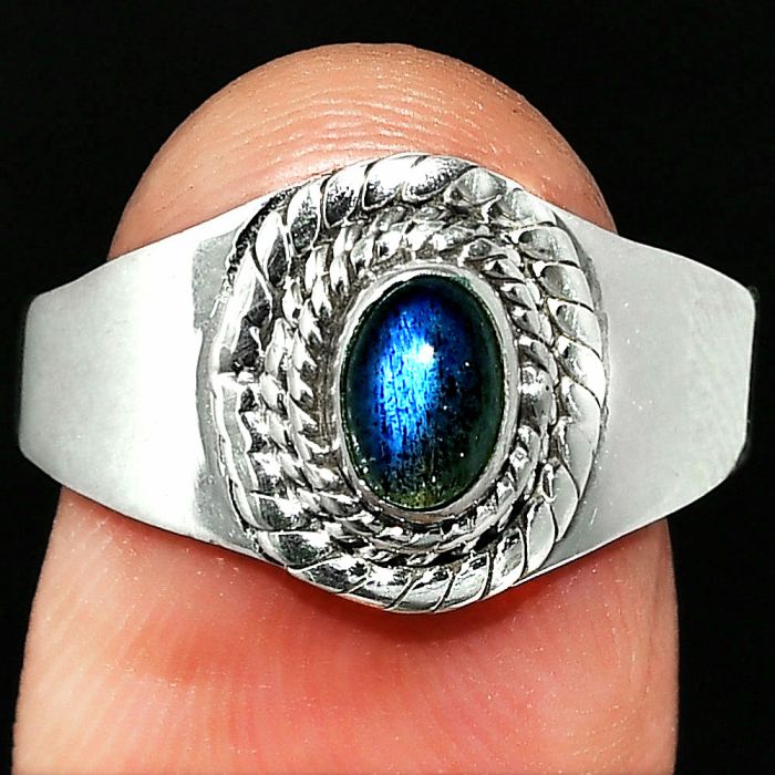 Blue Labradorite Ring size-9 SDR237352 R-1278, 4x6 mm