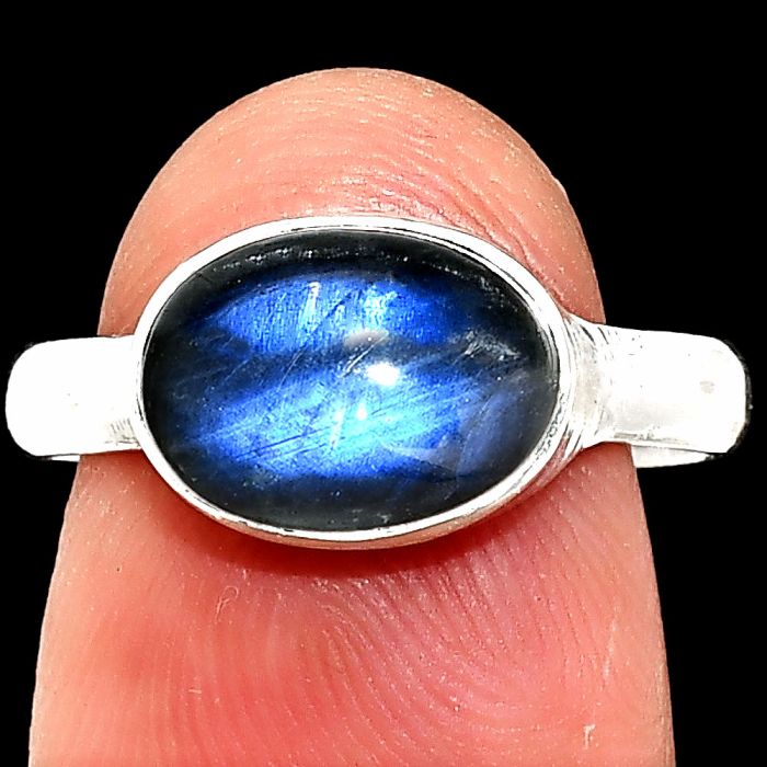 Blue Fire Labradorite Ring size-8 SDR237439 R-1057, 8x11 mm