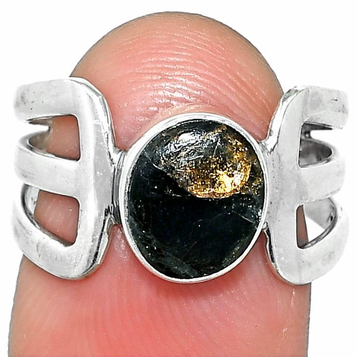 Shell In Black Turquoise Ring size-7 SDR237483 R-1162, 7x9 mm