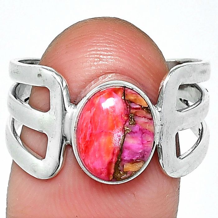 Kingman Orange Dahlia Turquoise Ring size-8.5 SDR237499 R-1162, 8x10 mm