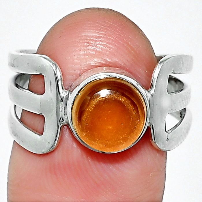 Citrine Cab Ring size-8 SDR237500 R-1162, 8x8 mm