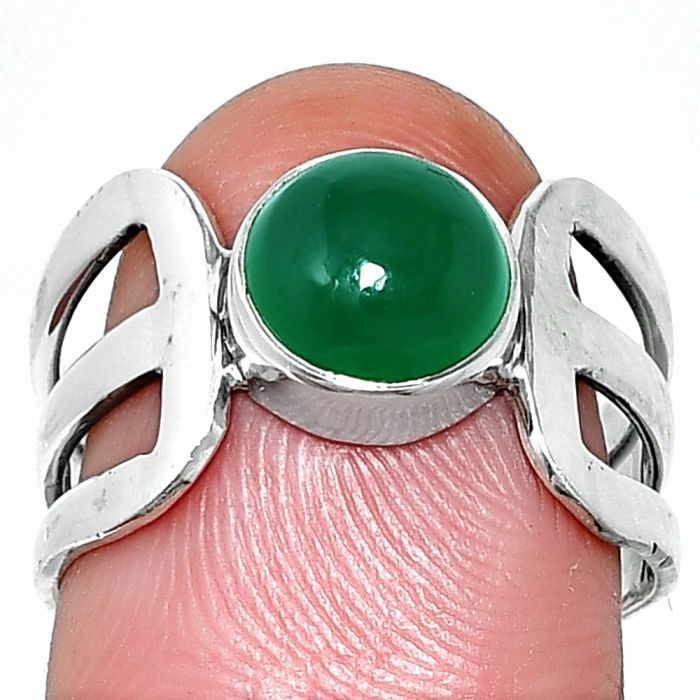 Green Onyx Ring size-7.5 SDR237536 R-1162, 8x8 mm