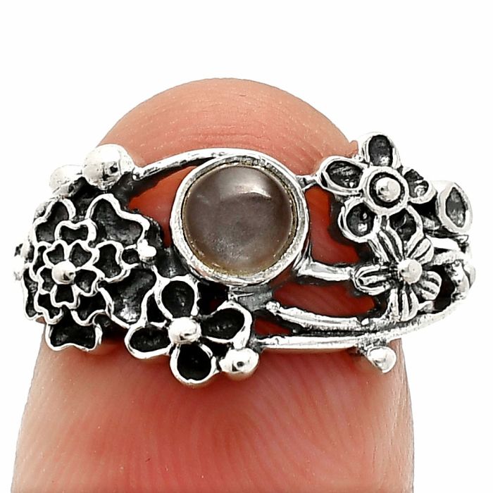 Floral - Gray Moonstone Ring size-9 SDR237808 R-1041, 5x5 mm