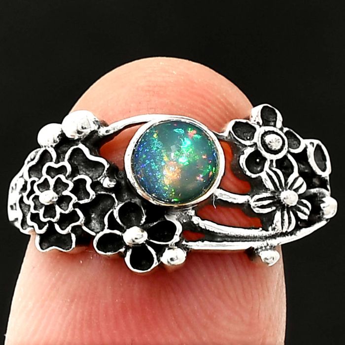 Floral - Ethiopian Opal Ring size-9 SDR237818 R-1041, 5x5 mm