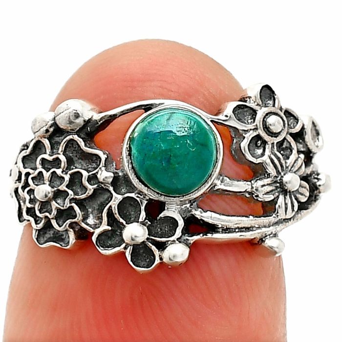 Floral - Azurite Chrysocolla Ring size-7 SDR237854 R-1041, 5x5 mm