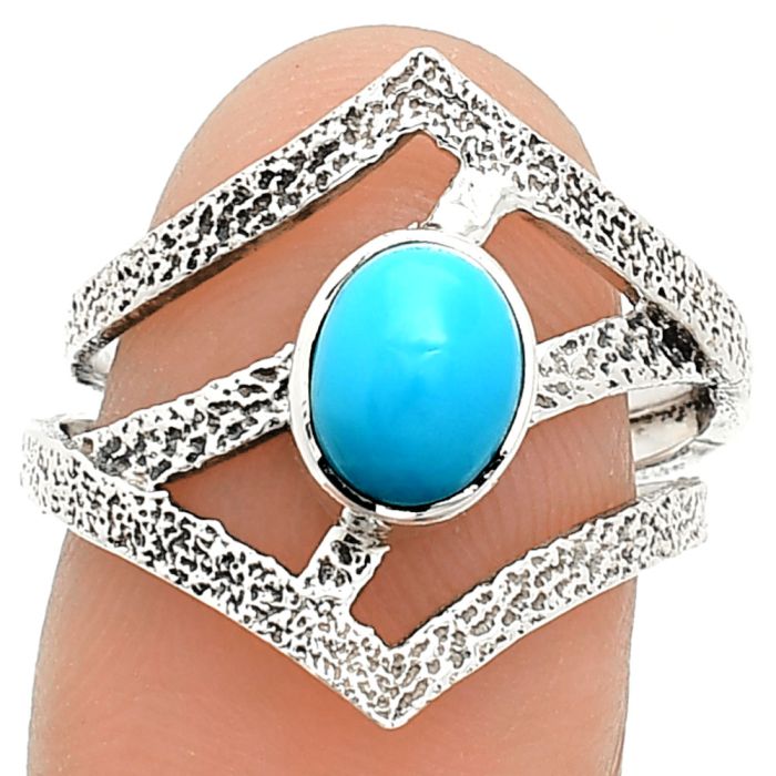 Sleeping Beauty Turquoise Ring size-7 SDR237978 R-1471, 6x8 mm