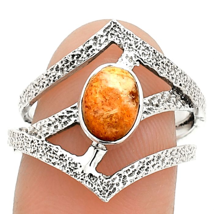 Coral Jasper Ring size-7 SDR237982 R-1471, 6x8 mm