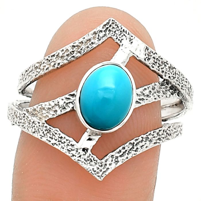 Sleeping Beauty Turquoise Ring size-9 SDR237989 R-1471, 6x8 mm