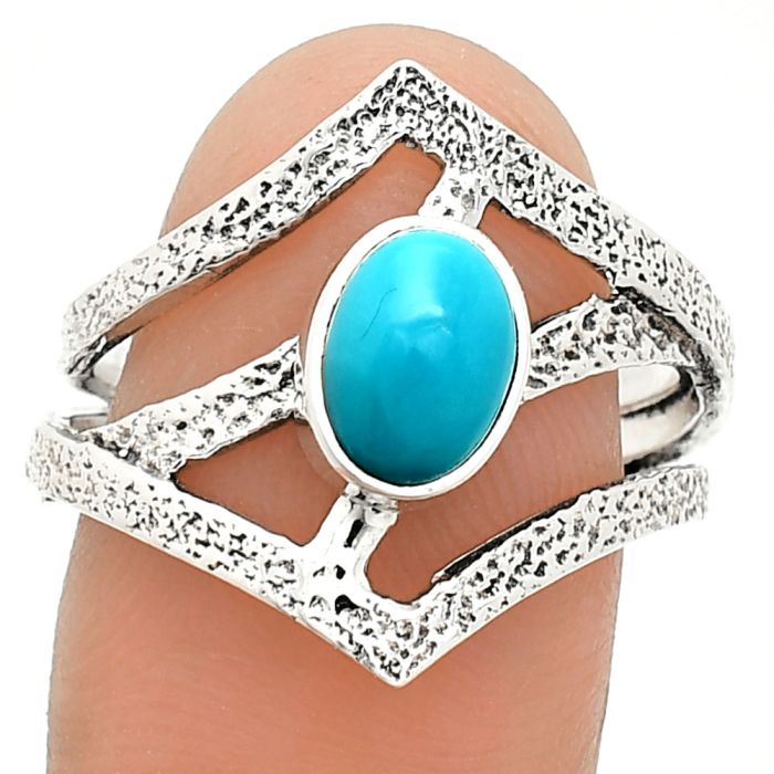 Sleeping Beauty Turquoise Ring size-9 SDR237992 R-1471, 6x8 mm